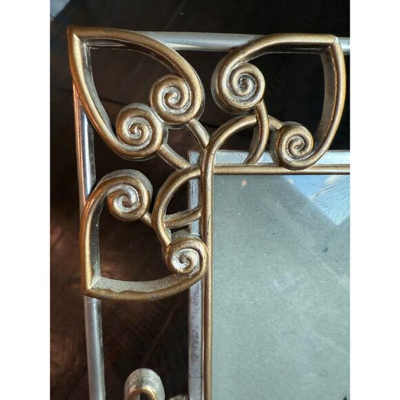 Elsa L Vintage Gold & Silver Tone Frame 5"x7" Hearts & Daisies 9.5"x7.5" - Picture 7 of 7